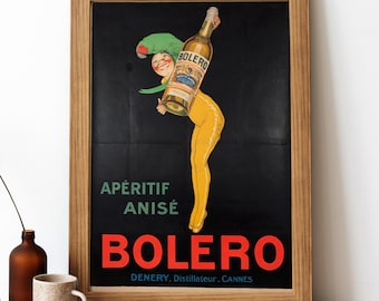 Bolero Aperitif Anis vintage Affiche, Français Alcool Retro Print, Français Alcool Antique Art Print, Nourriture &Boisson vintage Affiche | FD167