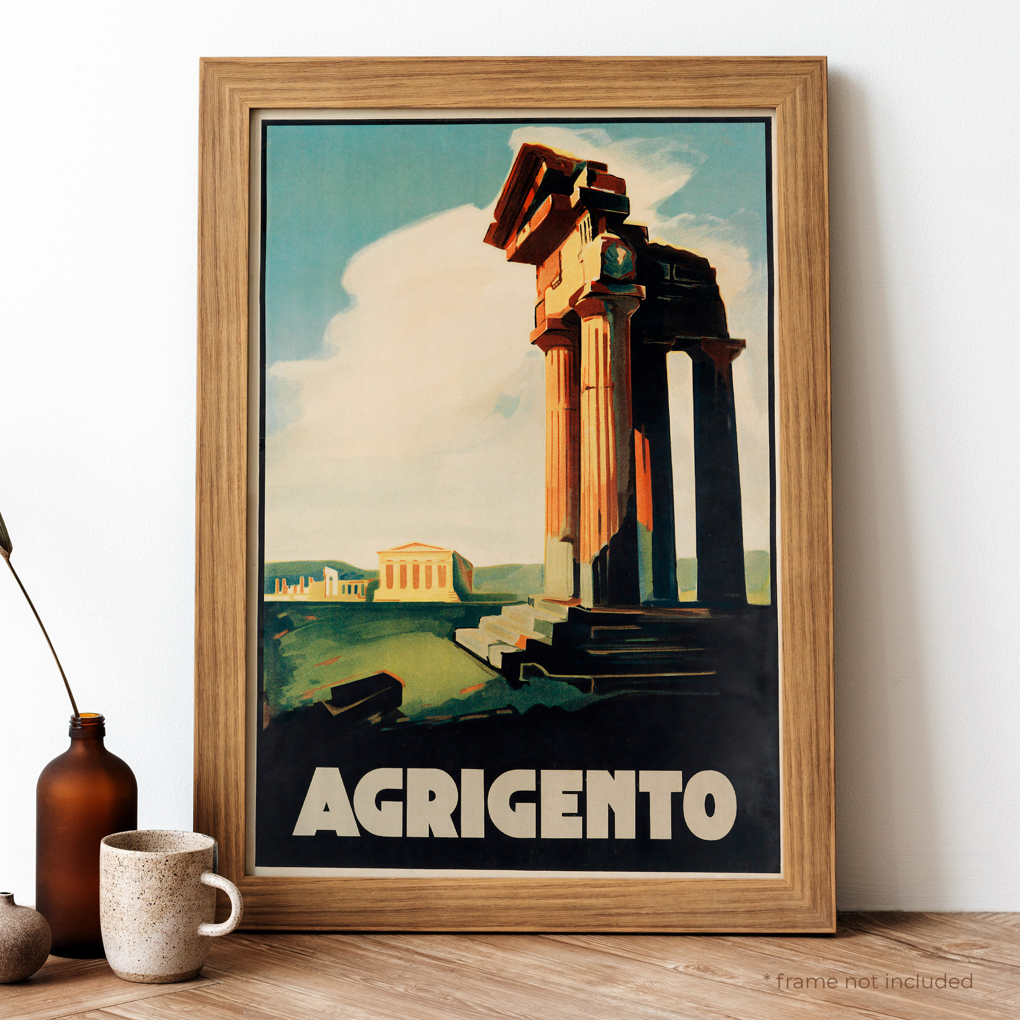 Agrigent Vintage Poster, Agrigent Retro Druck, Vintage Italienisches Reiseplakat | TR357