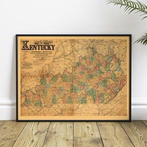 Map Of The State Of Kentucky, Historical Map of Kentucky, Antique map of Kentucky, Old Map of Kentucky, Vintage Kentucky Map MP291 image 5