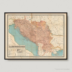 Mapa de serbios, croatas y eslovenos de 1917, mapa antiguo de Yugoslavia, mapa antiguo de Yugoslavia, mapa antiguo de Yugoslavia / MP136