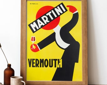 Martini Vermouth Vintage Poster, Italian Beverage Retro Print, Italian Beverage Antique Print, Food & Drink Vintage Poster | FD150