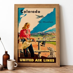 Colorado Vintage Poster, Colorado Retro Print, Vintage American Travel Poster | TR219