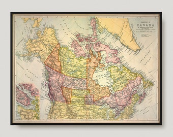 Antique Dominion Of Canada Map Print, Vintage Canadian Wall Art