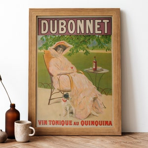 Dubonnet Vintage Poster, French Beverage Retro Print, French Beverage Antique Print, Food & Drink Vintage Poster | FD152