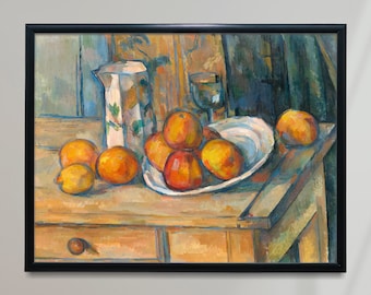 Paul Cézanne Still Life Milk Jug Fruit Painting Poster (ca. 1900)