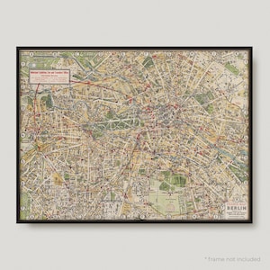 Mapa Pharus de Berlim de 1929, Mapa antigo de Berlim, Mapa histórico antigo de Berlim, Mapa da cidade de Berlim | MP359