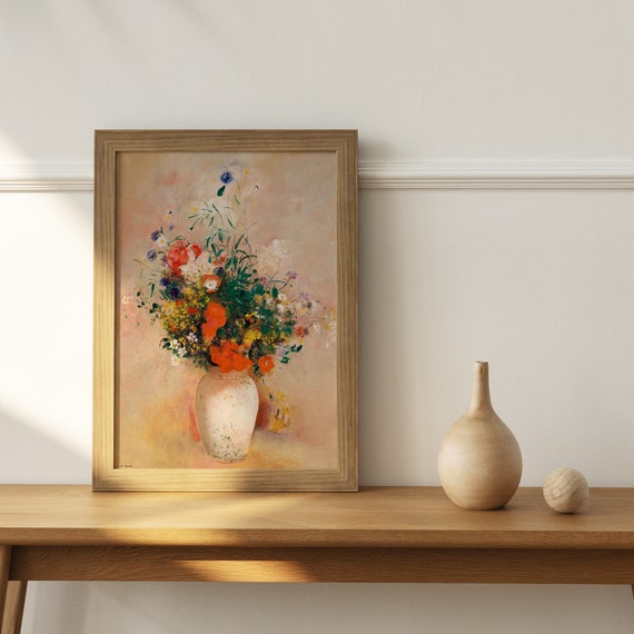 オディロン・ルドンの絵画、花瓶の花(ピンクの背景)(1906年 オディロン・ルドンの絵画、花瓶の花(ピンクの背景)(1906年