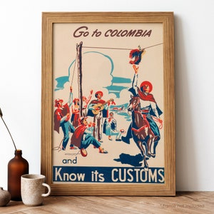 Colombia Vintage Poster, Colombia Retro Print, Vintage Colombian Travel Poster | TR378