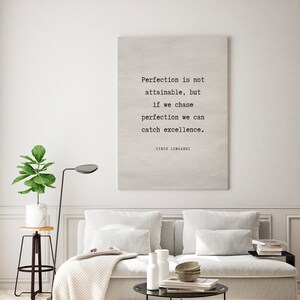 Vince Lombardi Perfection Quote Print - Vintage Canvas Print, Inspiratonal Quote Print Gift, Typography Poster, Quote Wall Art | VQ19 image 3
