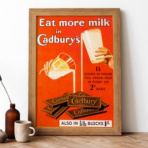 Cadbury Vintage Poster, Britisches Essen Retro Druck, Britisches Essen Antik Druck, Essen & Trinken Vintage Poster | LD182
