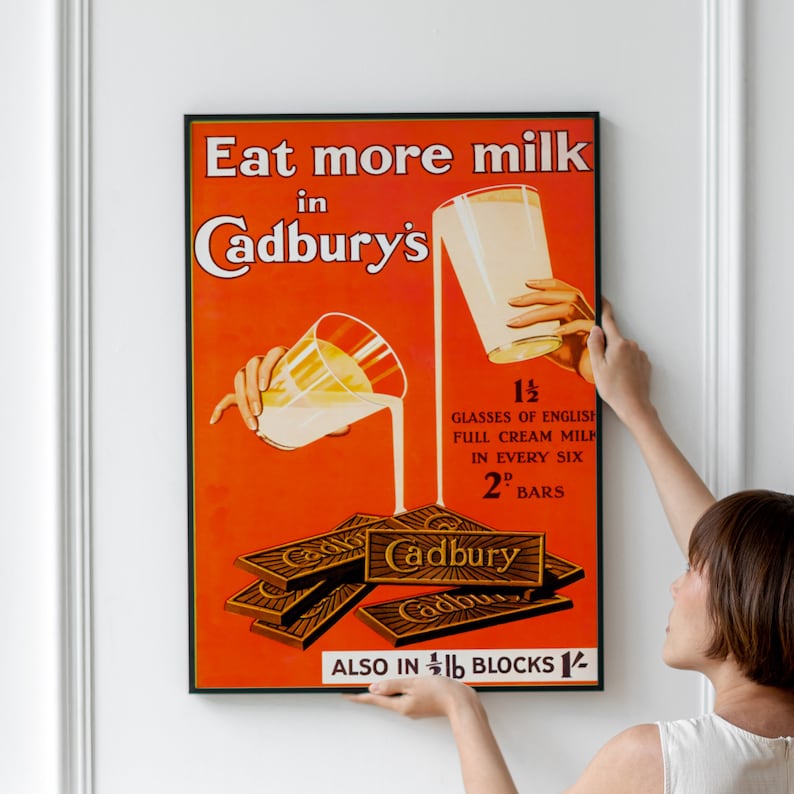 Cadbury Vintage Poster, British Food Retro Print, British Food Antique Print, Food & Drink Vintage Poster FD182 image 4