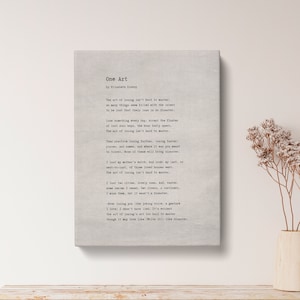 One Art by Elizabeth Bishop Poem Print - Vintage Canvas Print, Poetry Print Gift, Literaty Poster, Poem Wall Art, vintage poem print | VQ21