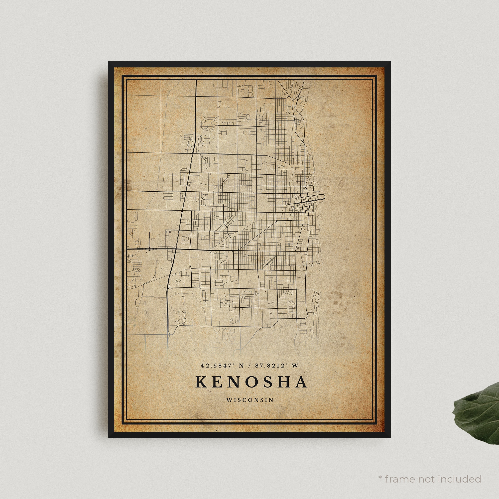 Kenosha Vintage Map Print Kenosha Retro Map Poster Antique Etsy