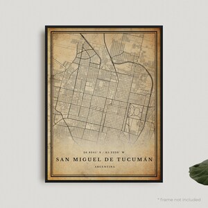 Impression de carte vintage San Miguel de Tucumán, carte rétro San Miguel de Tucumán, carte de Style ancien, Argentine, cadeau d'anniversaire de pendaison de crémaillère | VW473+