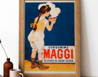 Maggi Vintage Poster, French Food Retro Print, French Food Antique Print, Food & Drink Vintage Poster | FD120