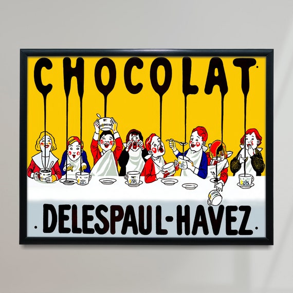 ショコラ デレスポール アベス ヴィンテージ ポスター、フランス料理の