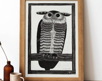 油絵　フクロウ（ミミズク） ミミズク | Yoshimi Shigeyama ｜インテリア絵画 アートの専門