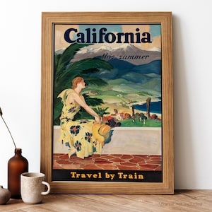 California Vintage Poster, California Retro Print, Vintage American Travel Poster | TR90