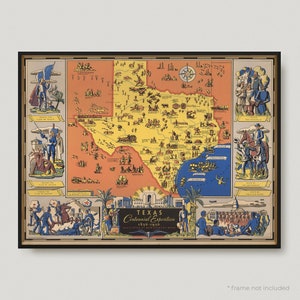 1830 1936 Texas Centennial Exposition, Vintage Karte, Texas Centennial Exposition, Antike Karte von Texas | MP177