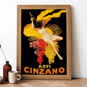 Asti Cinzano Vintage Poster, Italian Beverage Retro Print, Italian Beverage Antique Print, Food & Drink Vintage Poster | FD148