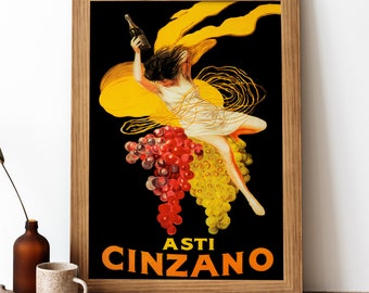 Asti Cinzano vintage Affiche, Boisson italienne Retro Print, Boisson italienne Antique Print, Nourriture &Boisson vintage Affiche | FD148