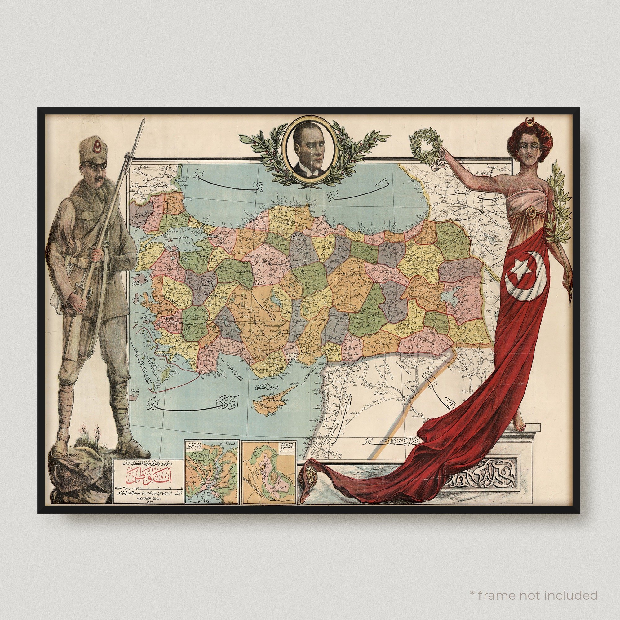 1927 Map of Turkey, Antique map of Turkey, Old Map of Turkey, Vintage Turkey Map | MP79