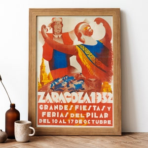 Zaragoza Vintage Poster, Zaragoza Retro Print, Vintage Spanish Travel Poster | TR313
