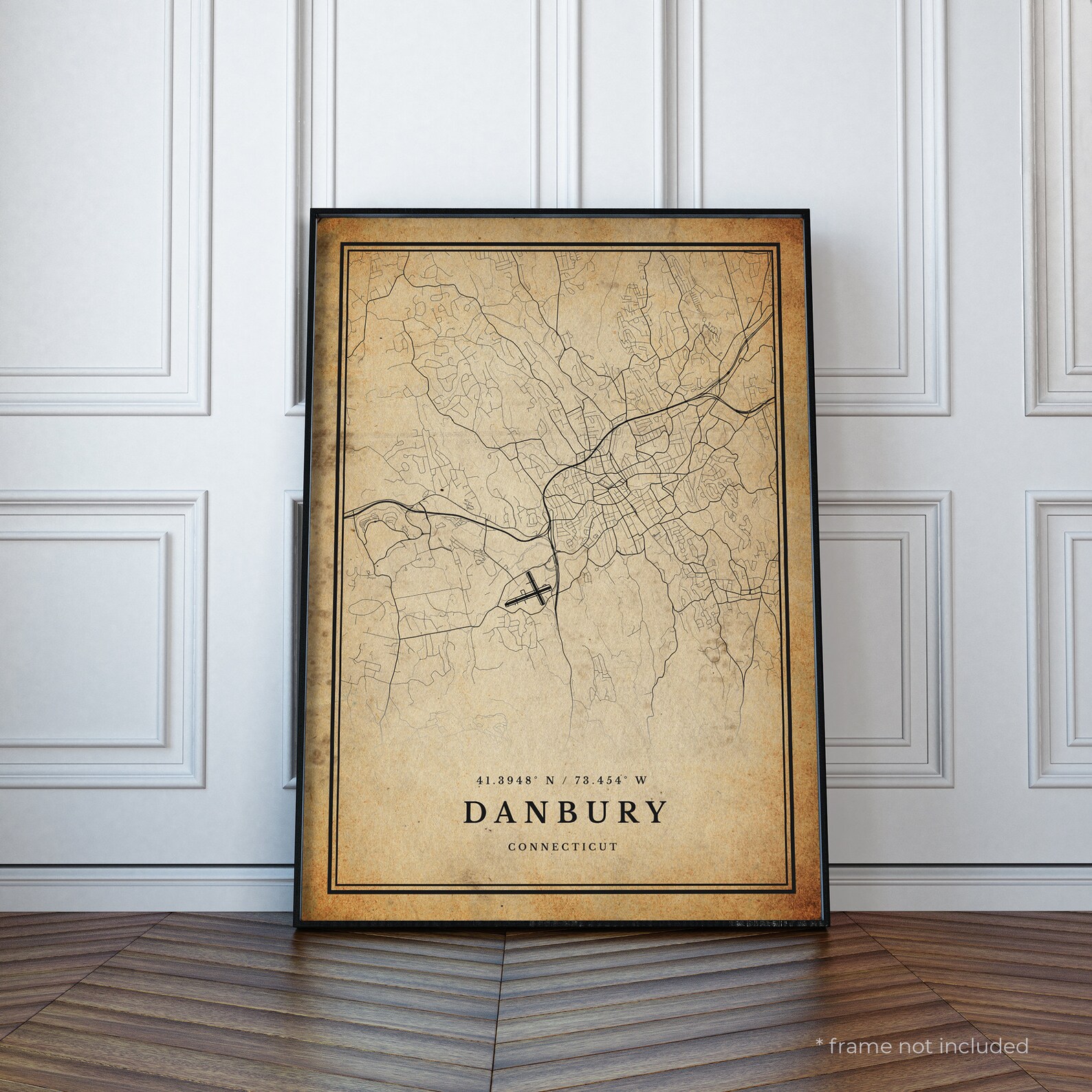 Danbury Vintage Map Print Danbury Retro Map Poster Antique | Etsy
