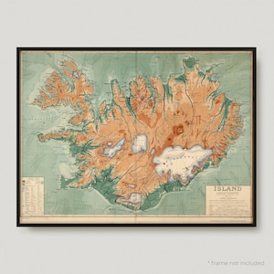 1928 Island, Antike Landkarte Island, alte Landkarte Island, Vintage Landkarte Island | MP107