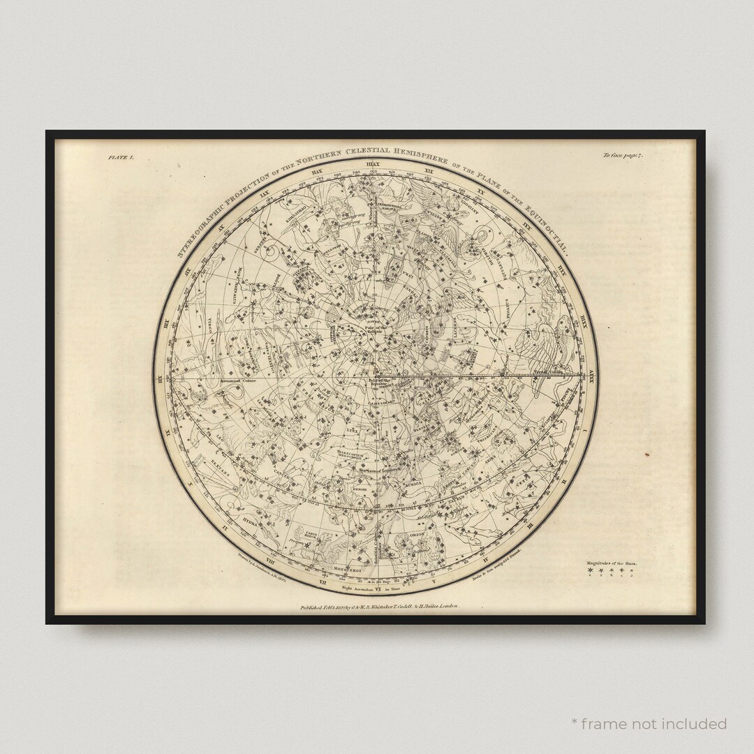 Celestial Atlas Plate Map, Celestial Antique Map, Celestial Old Map ...