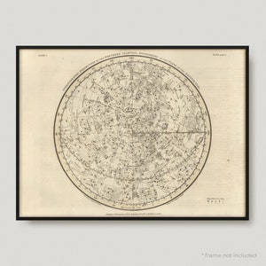 Carte en plaque de l'atlas céleste, carte céleste antique, carte céleste ancienne, carte céleste et d'astronomie rare | MP13