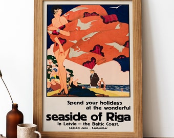 Riga Vintage Poster, Riga Retro Print, Vintage lettisches Reiseplakat | TR244