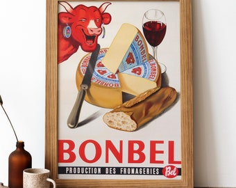 買取り実績  French Poster, Vintage Cheese Bonbel Food Print Retro その他