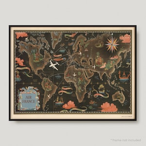 1947 Air France, Mapa antiguo de Air France, Mapa antiguo de Air France / MP145