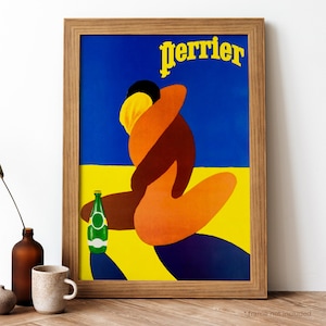 Perrier Vintage Poster, French Beverage Retro Print, French Beverage Antique Print, Food & Drink Vintage Poster | FD41