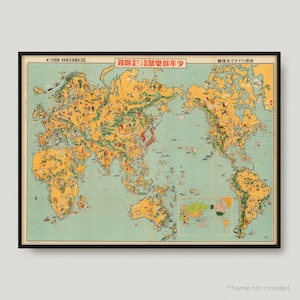 Carte du monde de 1933, ancienne carte du monde du 20e siècle, ancienne carte du monde, carte du monde vintage rare | MP485