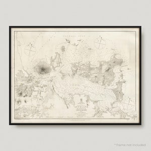 1896 年海軍海図オークランド港入口、オークランドのアンティーク地図、オークランドの古い歴史地図、オークランド市地図 | MP240