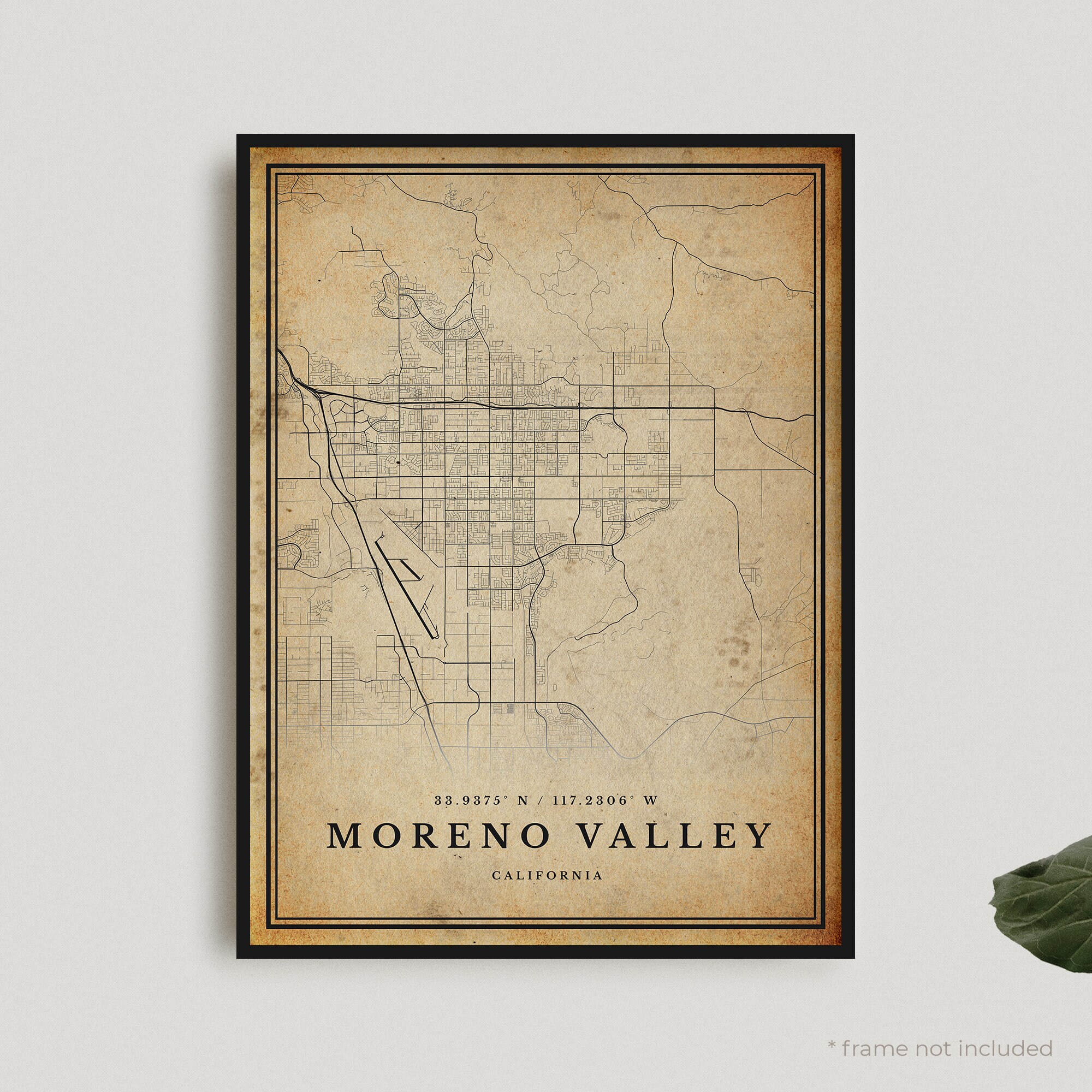 Moreno Valley Vintage Map Print Moreno Valley Retro Map Etsy