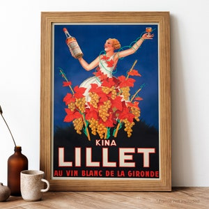 Kina Lillet Vin Vintage Poster, French Beverage Retro Print, French Beverage Antique Print, Food & Drink Vintage Poster | FD130