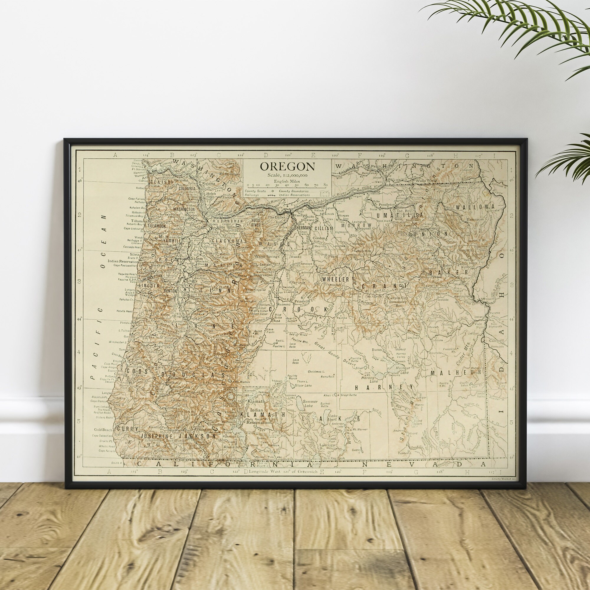 1911 Map of Oregon, Historical Map of Oregon, Antique Map of Oregon ...