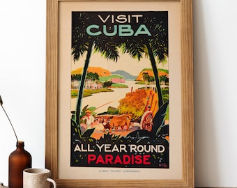 Cuba Vintage Poster, Cuba Retro Print, Vintage Cuban Travel Poster | TR203