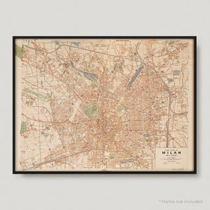 1943 Milano, Mappa antica di Milano, Vecchia mappa storica di Milano, Mappa della città di Milano / MP362