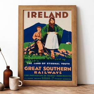 Ireland Vintage Poster, Ireland Retro Print, Vintage Irish Travel Poster | TR120