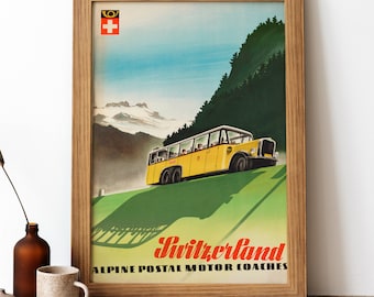 Switzerland Vintage Poster, Switzerland Retro Print, Vintage Swiss Travel Poster | TR34