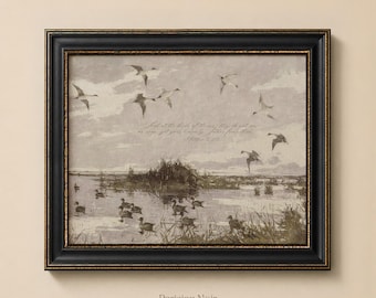 Christian Bird Wall Art, Matthew 6:26 Scripture Print, Peaceful Wetland Landscape