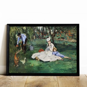Édouard Manet Painting, The Monet Family in Their Garden at Argenteuil 1874 Painting, Poster, Fine Art Reproductions AR82 image 3