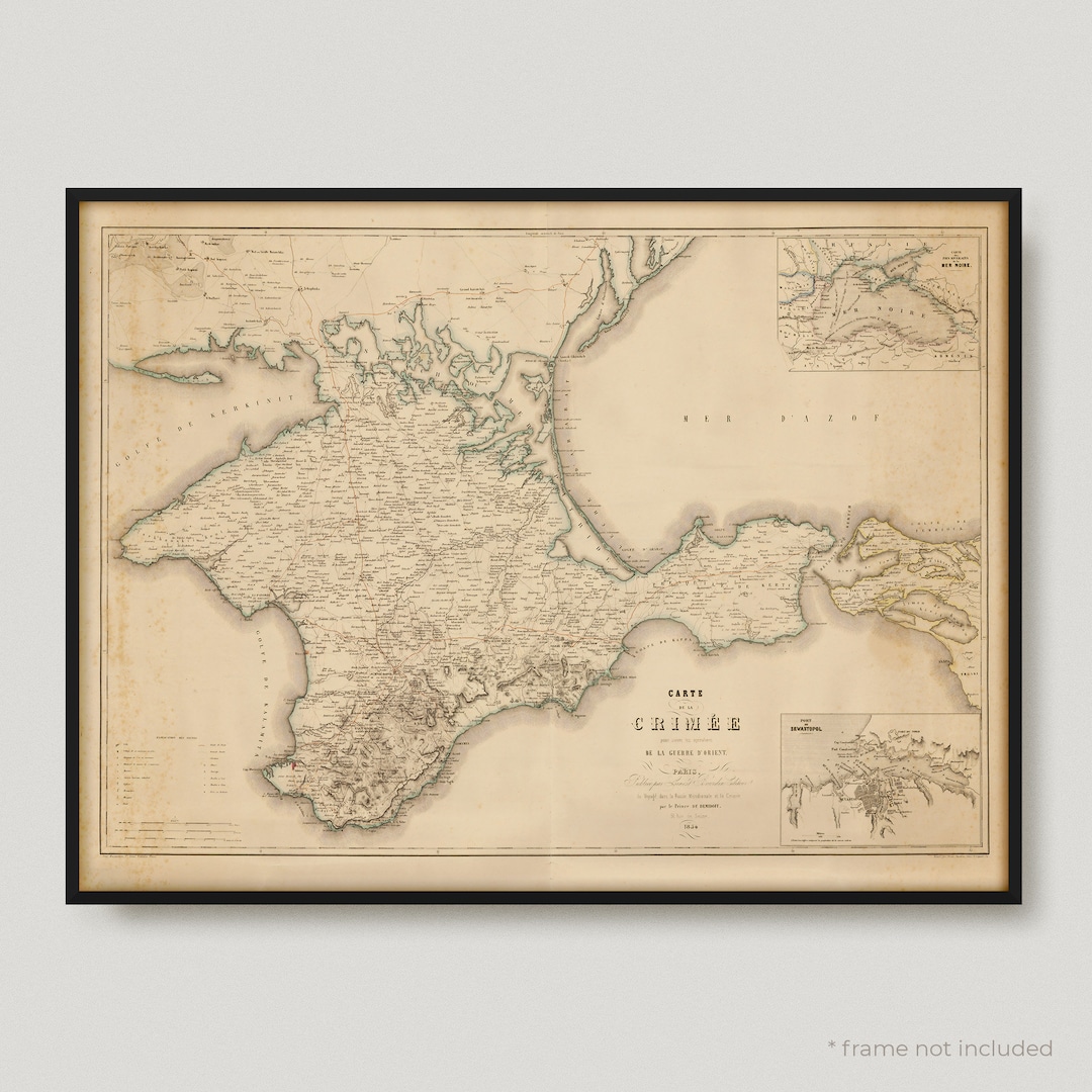 Vintage　Map　Crimea　Crimea　Antique　of　Map　Old　of　Crimea　1854　Etsy