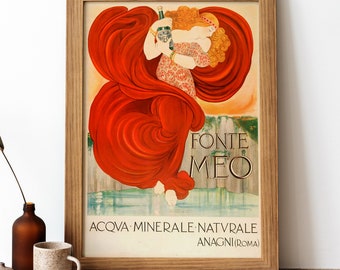 Mineral Water Vintage Poster, Italian Beverage Retro Print, Italian Beverage Antique Print, Food & Drink Vintage Poster | FD18