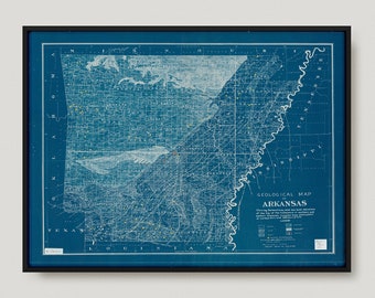 Geological Map Of Arkansas Showing, Historical Map of Arkansas, Antique map of Arkansas, Old Map of Arkansas, Vintage ArkansasMap | MP273