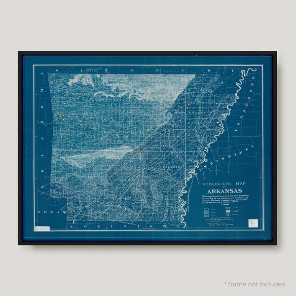 Geological Map Of Arkansas Showing, Historical Map of Arkansas, Antique map of Arkansas, Old Map of Arkansas, Vintage ArkansasMap | MP273